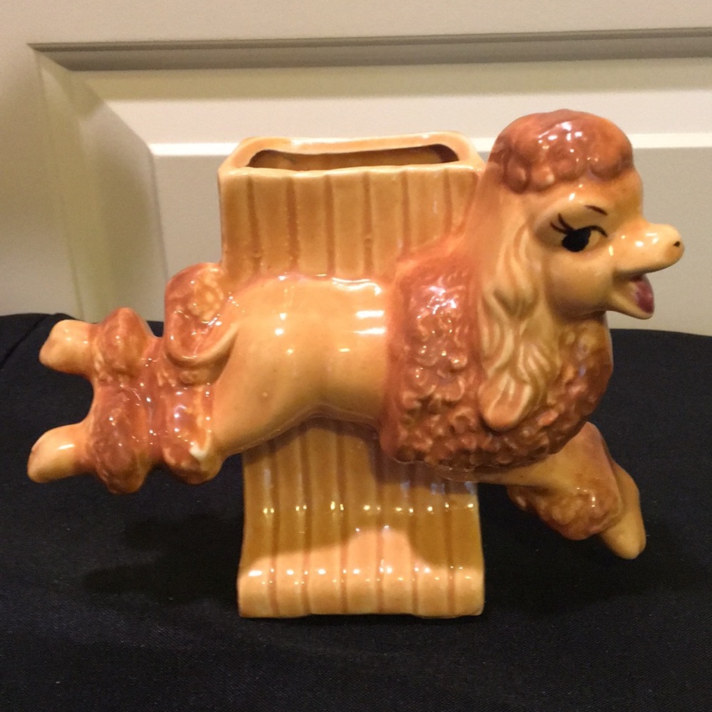 Vintage 50’s Mid Century Ceramic Poodle Vase Plant